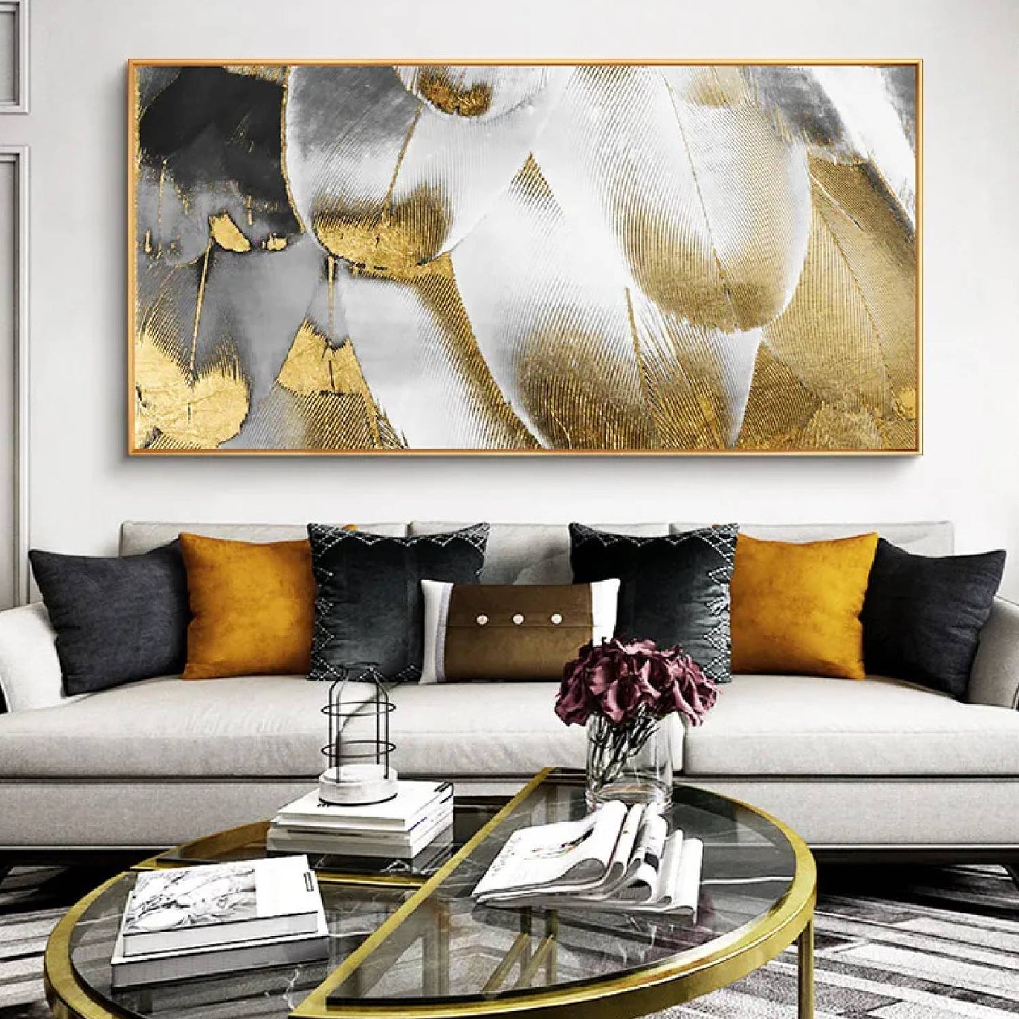 Modern Luxury Gold Feathers Minimalist Painting