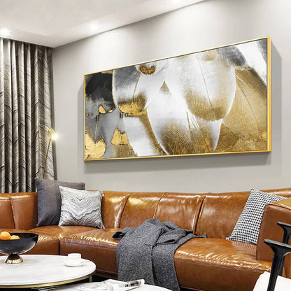 Modern Luxury Gold Feathers Minimalist Painting