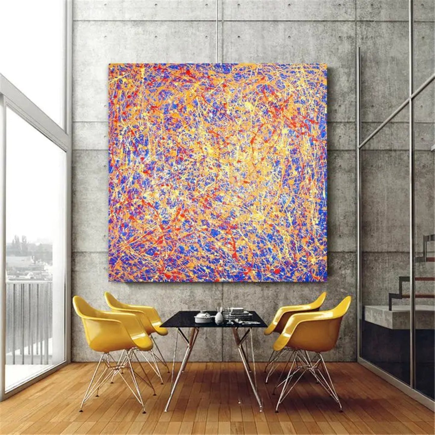 Multicolour Abstract Drip Pollock-Inspired Art