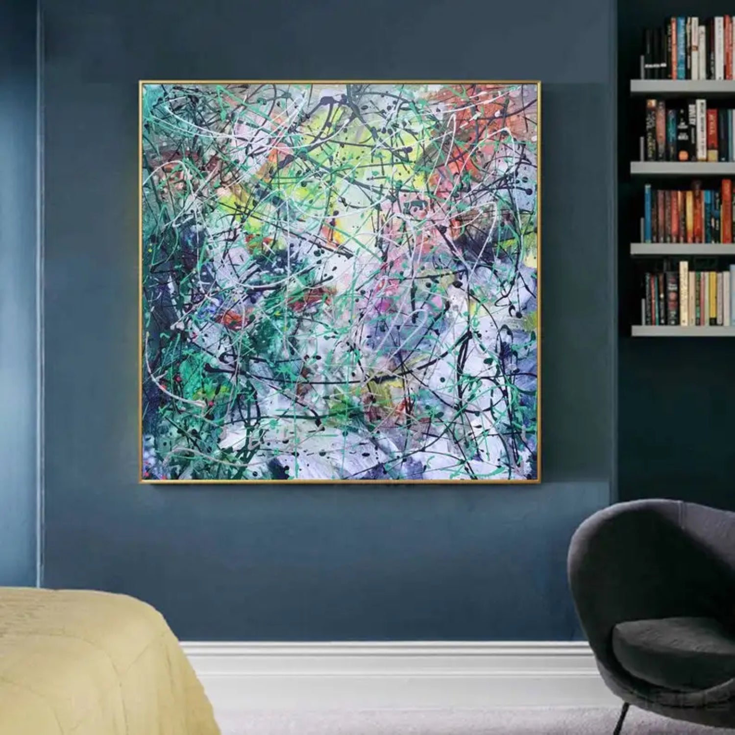 Multicolour Strings Rainbow Canvas Pollock-Inspired Art – OILSART