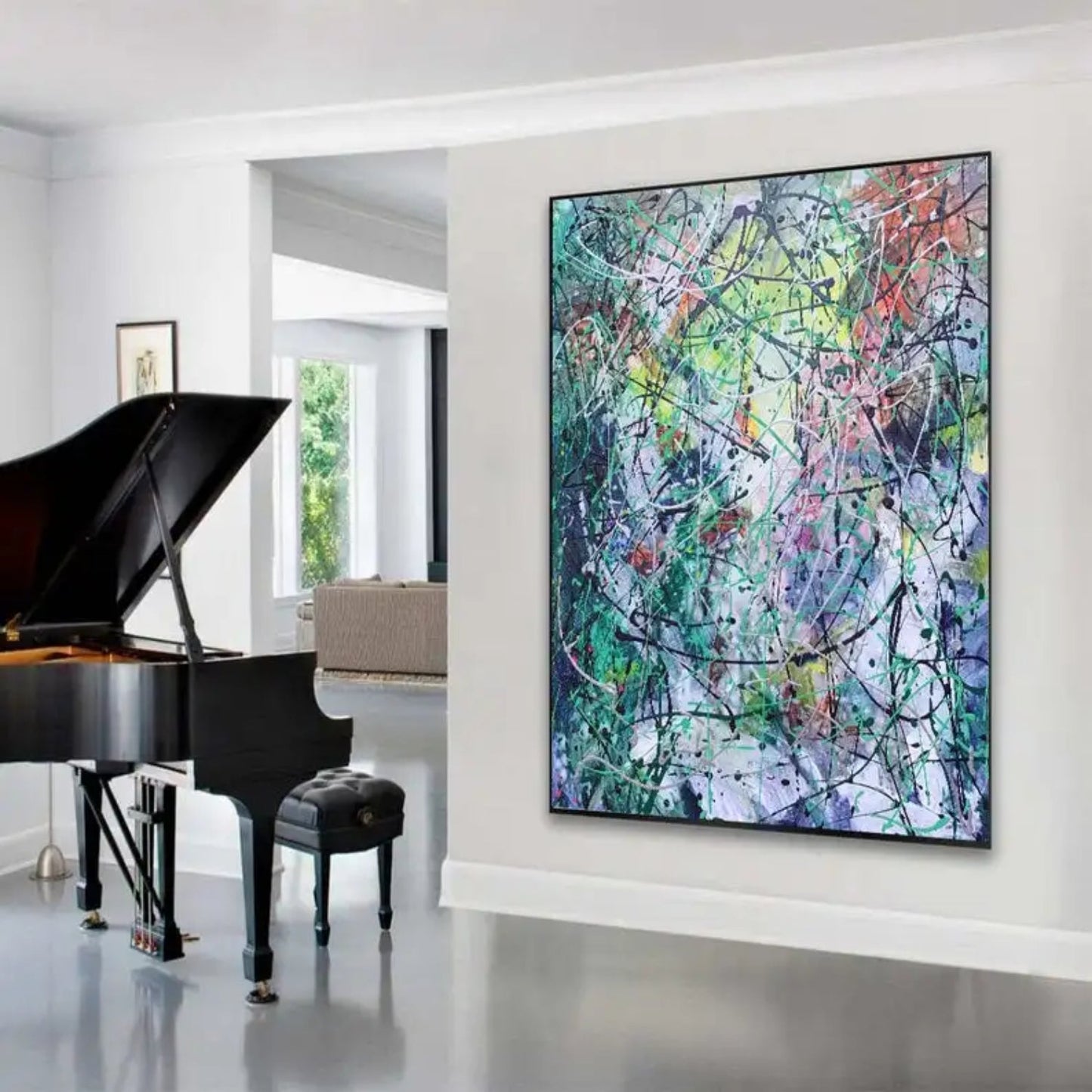 Multicolour Strings Rainbow Canvas Pollock-Inspired Art