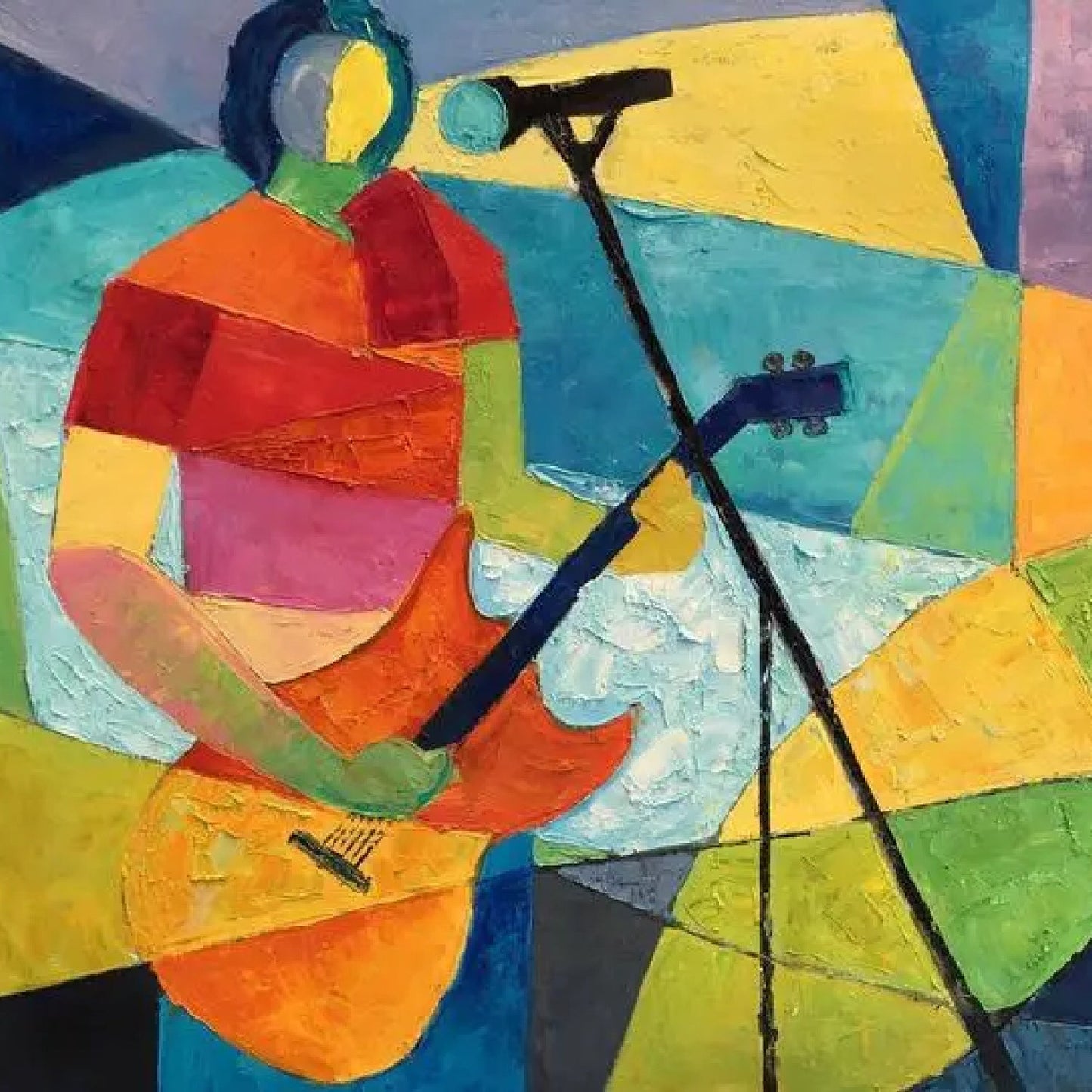 Nordic Abstract Guitar Player Minimalist Painting