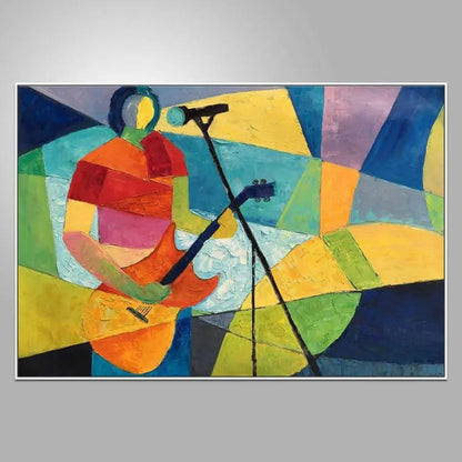 Nordic Abstract Guitar Player Minimalist Painting