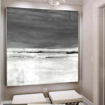 Nordic Grey and White Horizon Textured Wall Art