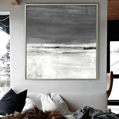 Nordic Grey and White Horizon Textured Wall Art