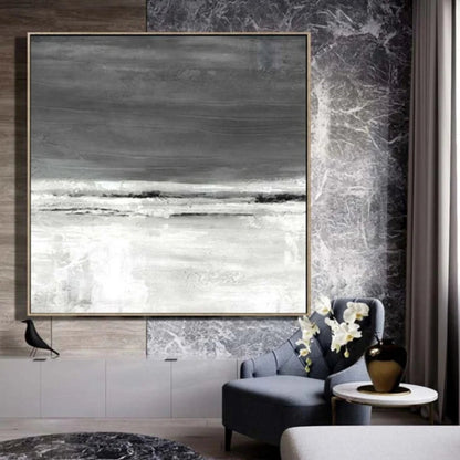 Nordic Grey and White Horizon Textured Wall Art