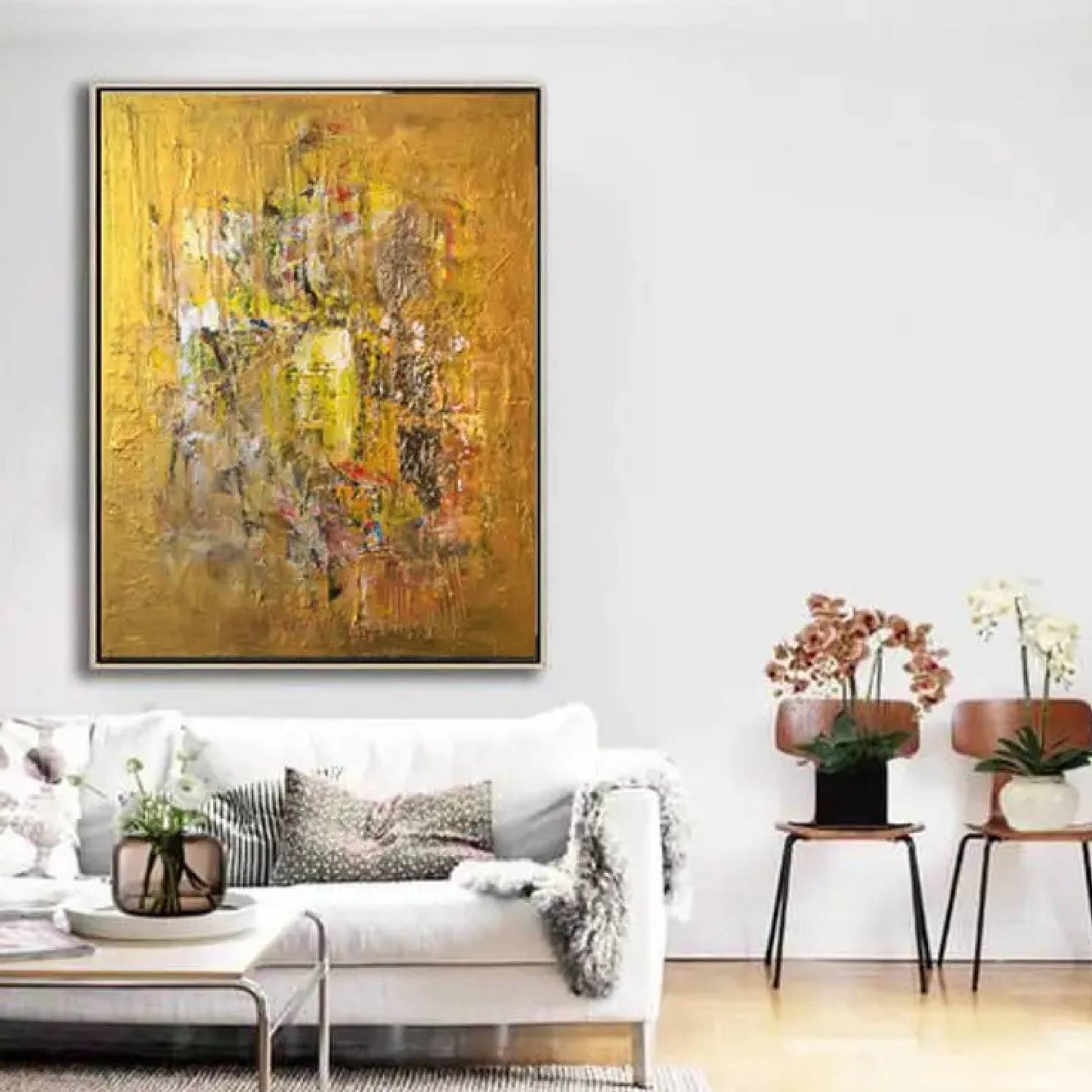 Original 3D Textured Golden Contemporary Painting