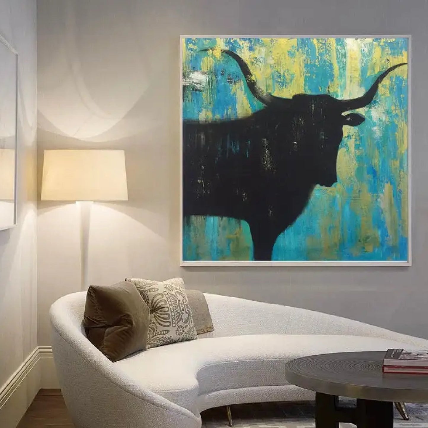 Original Abstract Bull Canvas Textured Painting