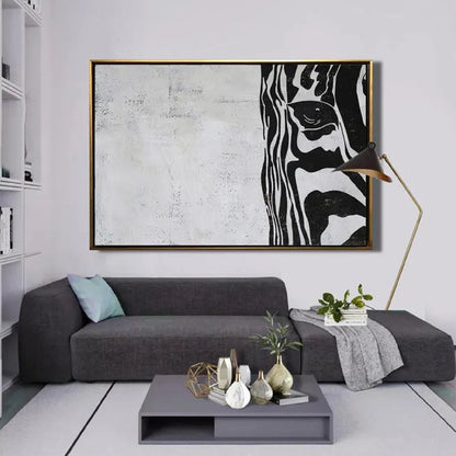 Original Minimalist Zebra Eye Canvas Wall Painting