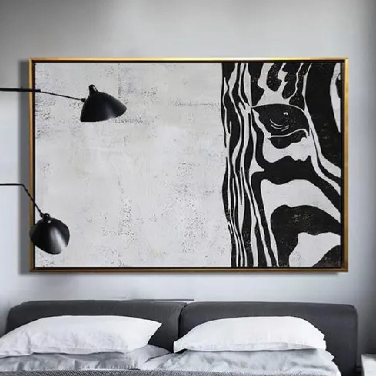 Original Minimalist Zebra Eye Canvas Wall Painting