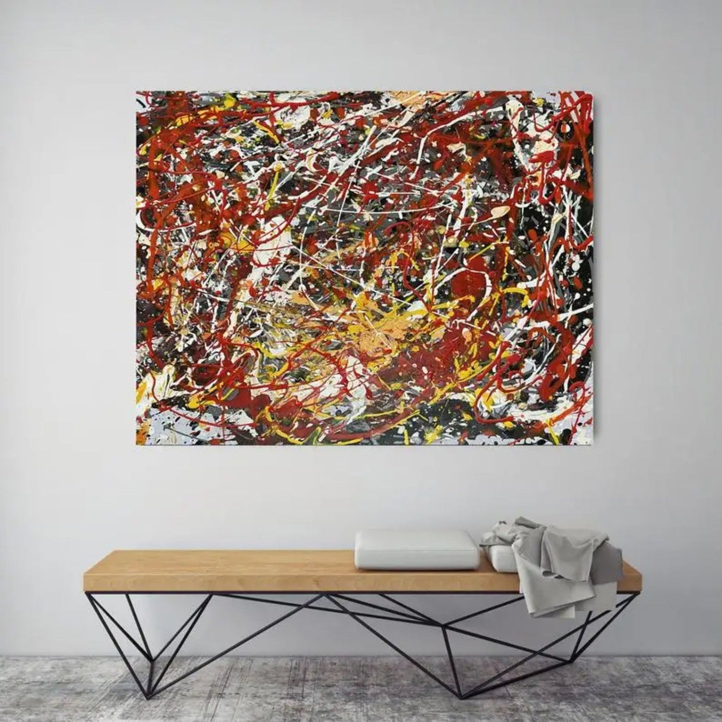 Pollock-Inspired Multicolour Splashing Drip Art