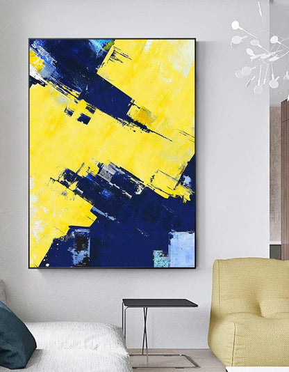 Abstract Blue Yellow Painting #ABAV14