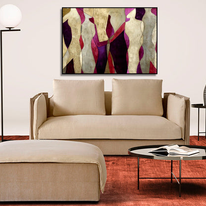 Purple and Golden Figures Abstract Wall Artwork