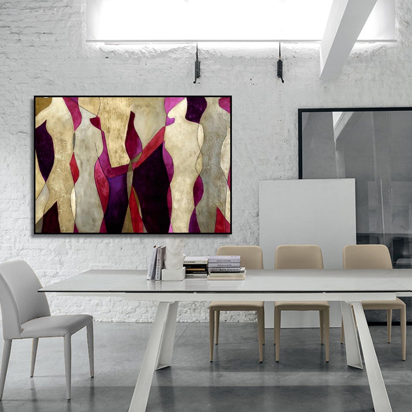 Purple and Golden Figures Abstract Wall Artwork