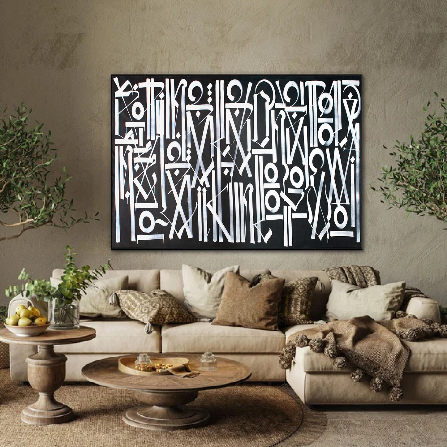 Monochromatic Retna-Inspired Calligraphic Painting