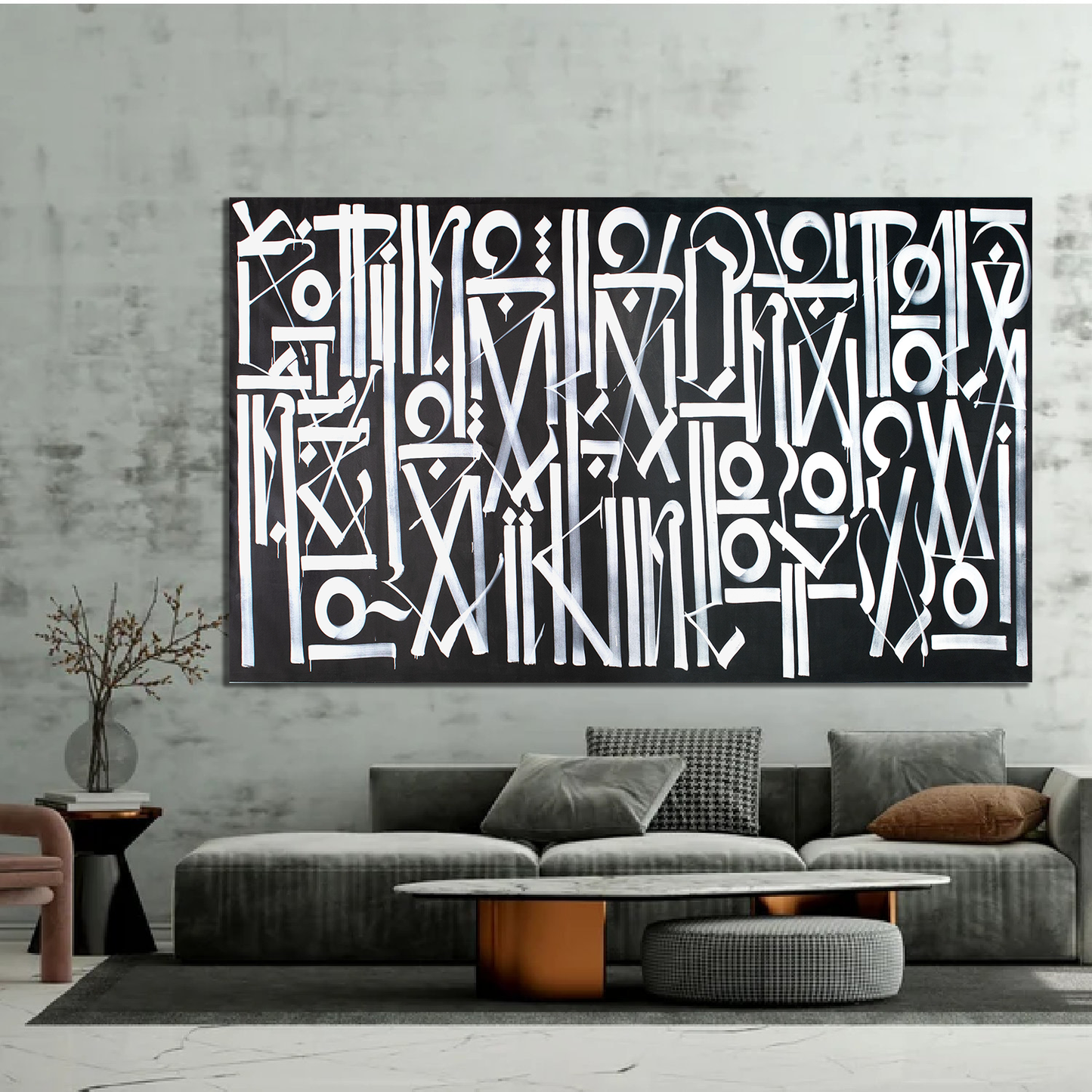 Monochromatic Retna-Inspired Calligraphic Painting