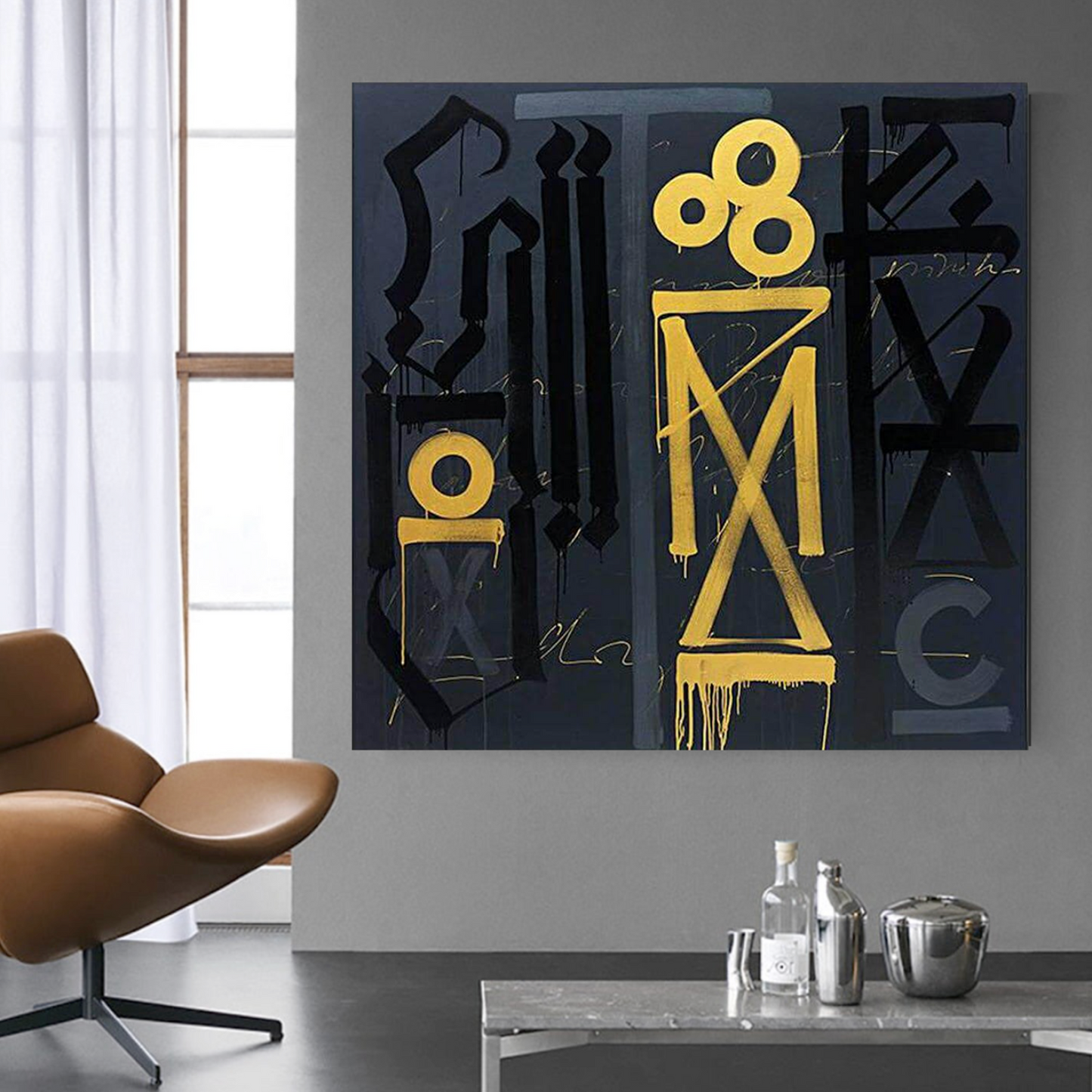 Square Black Yellow Retna Replica Street Pop Art