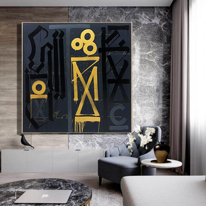 Square Black Yellow Retna Replica Street Pop Art