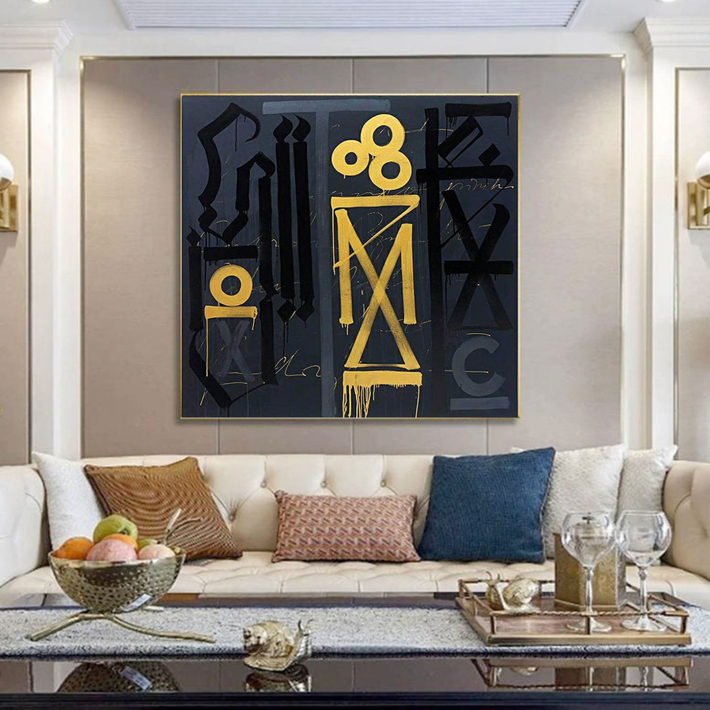 Square Black Yellow Retna Replica Street Pop Art