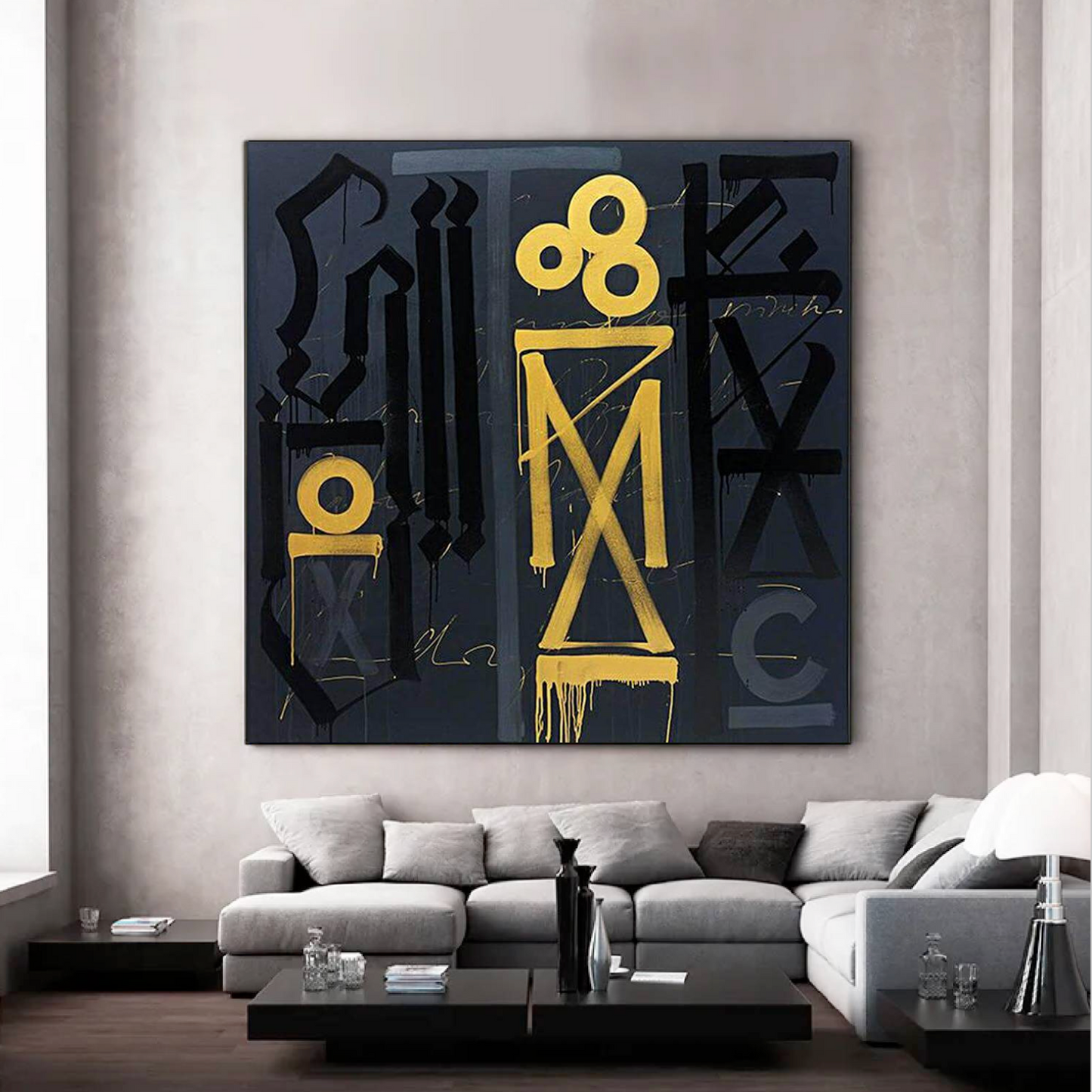 Square Black Yellow Retna Replica Street Pop Art