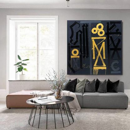 Square Black Yellow Retna Replica Street Pop Art