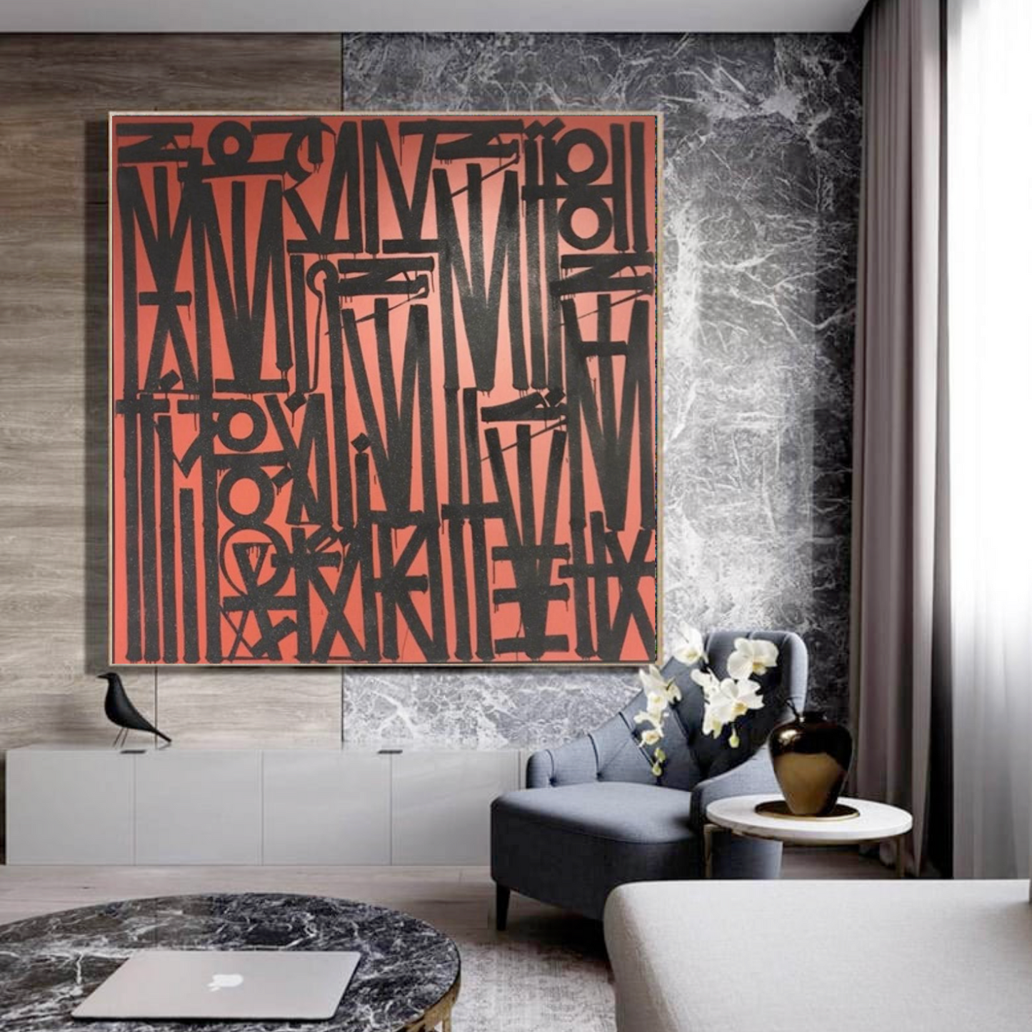 Square Black Red Retna Replica Pop Art Painting