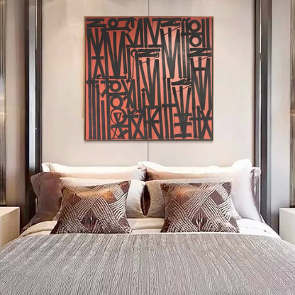 Square Black Red Retna Replica Pop Art Painting