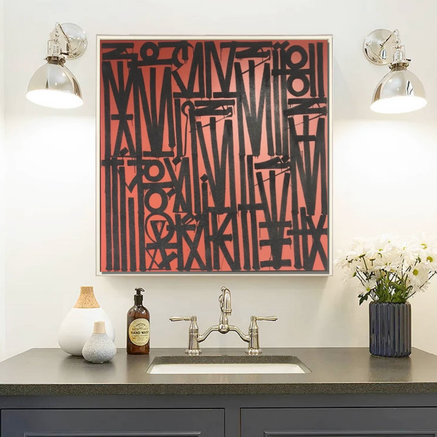 Square Black Red Retna Replica Pop Art Painting