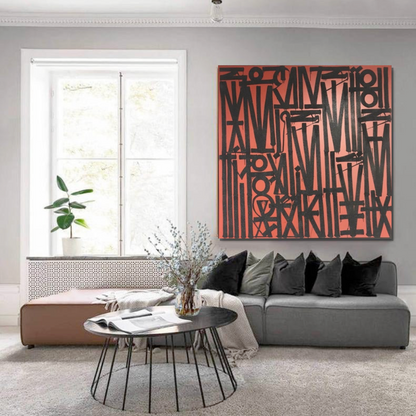 Square Black Red Retna Replica Pop Art Painting