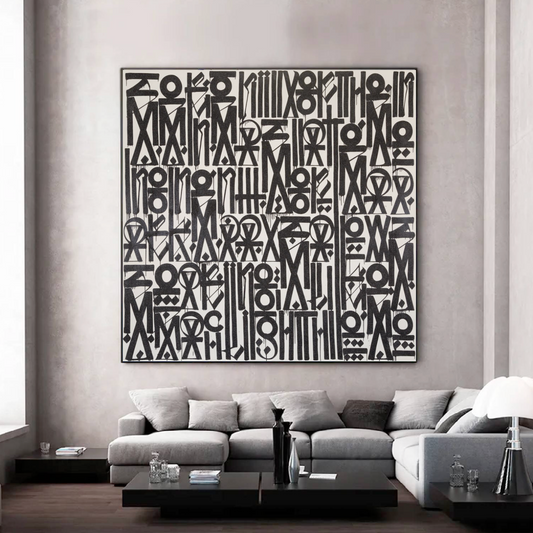 Retna Style Black White Calligraphy Font Painting