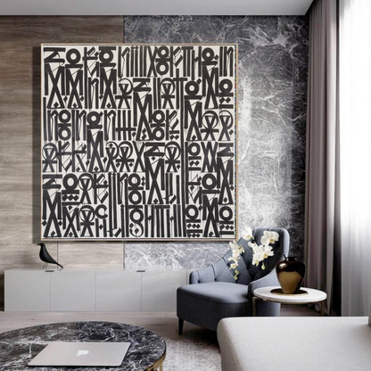 Retna Style Black White Calligraphy Font Painting