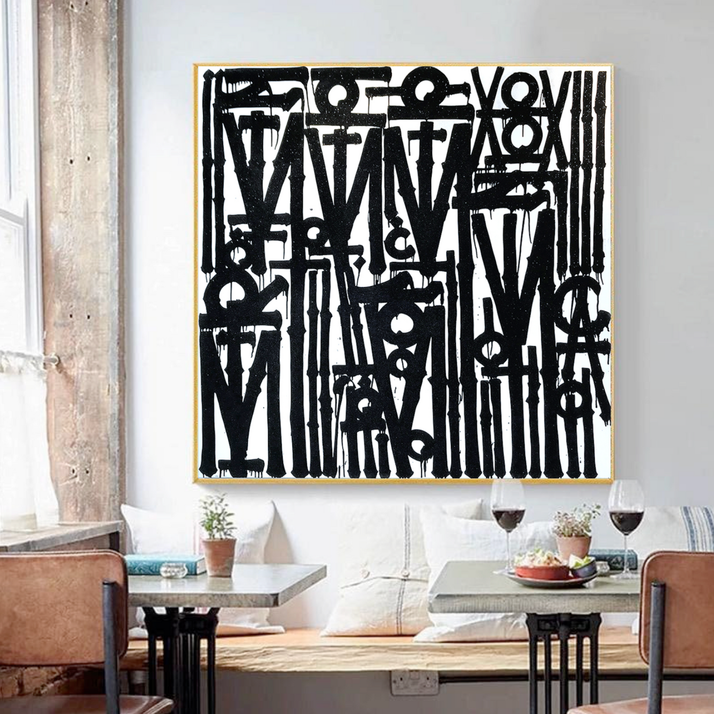 Graffiti White Black Retna Replica Square Painting