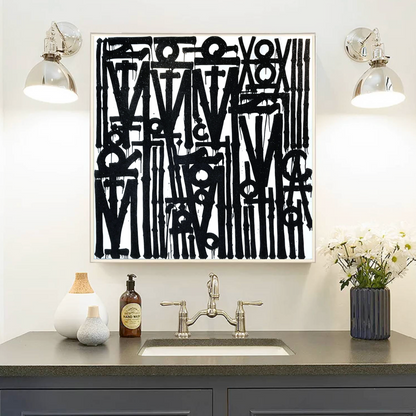 Graffiti White Black Retna Replica Square Painting