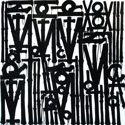 Graffiti White Black Retna Replica Square Painting