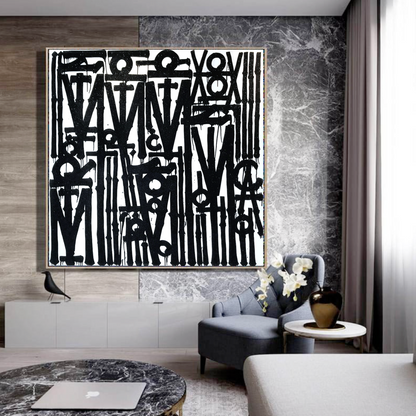 Graffiti White Black Retna Replica Square Painting