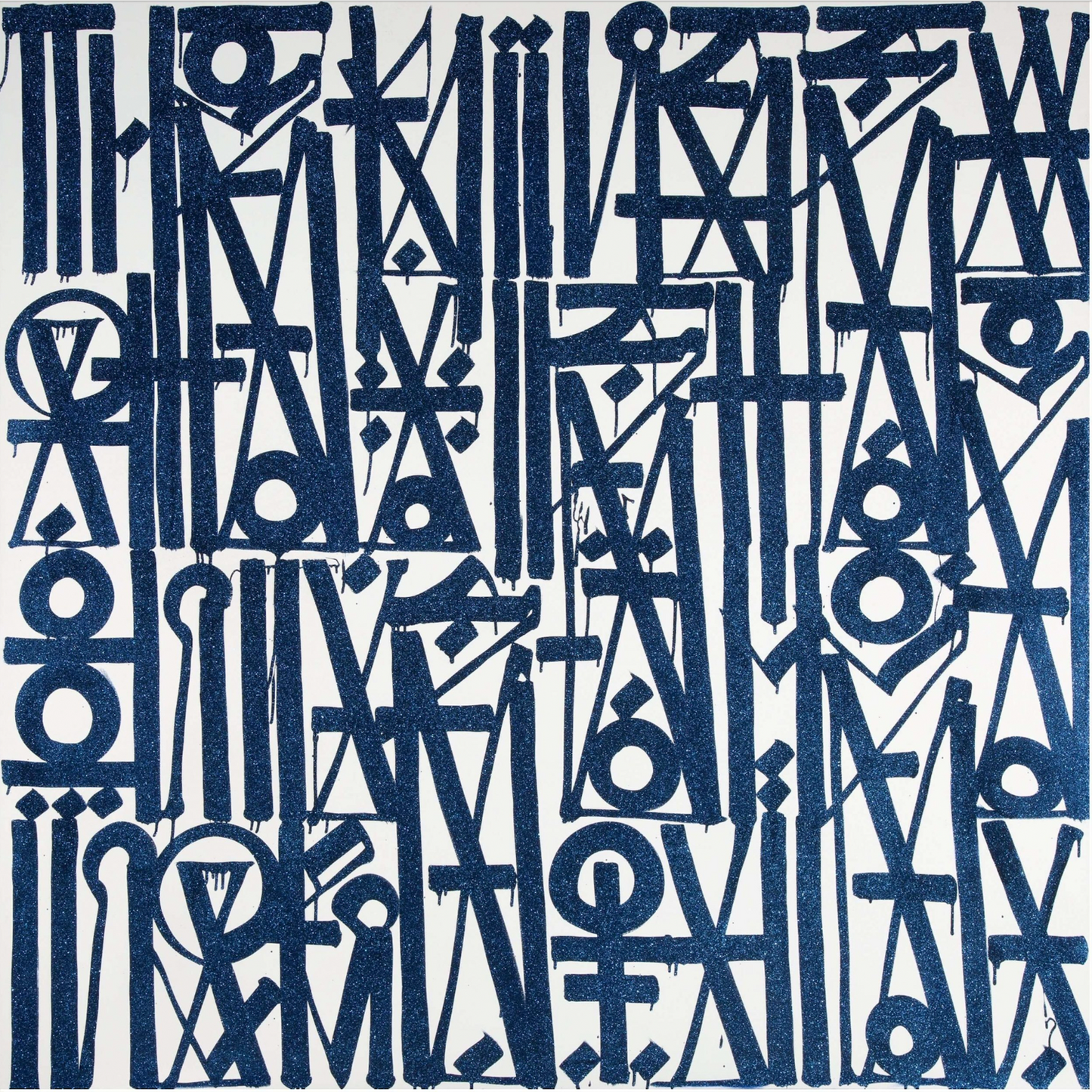 Square White Blue Fonts Retna Replica Oil Painting