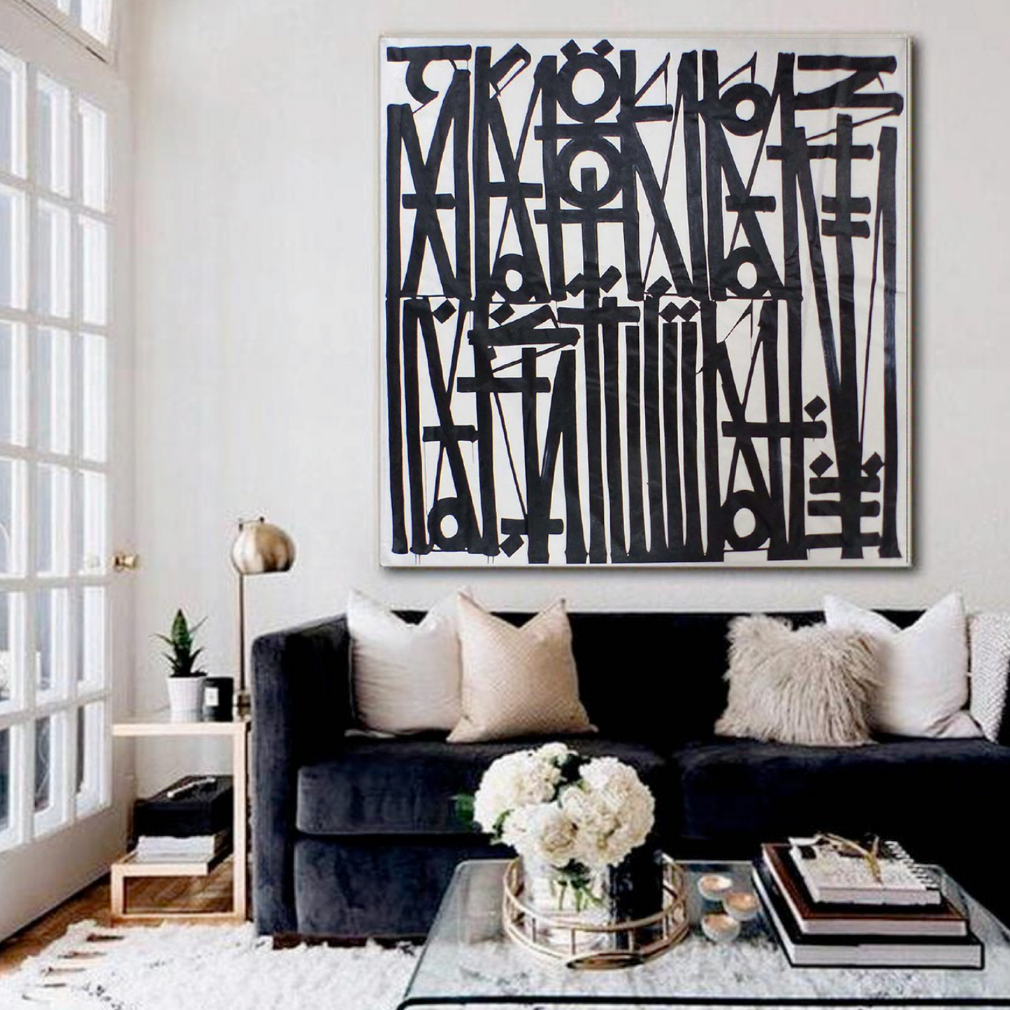 Square Black White Retna Replica Calligraffiti Art