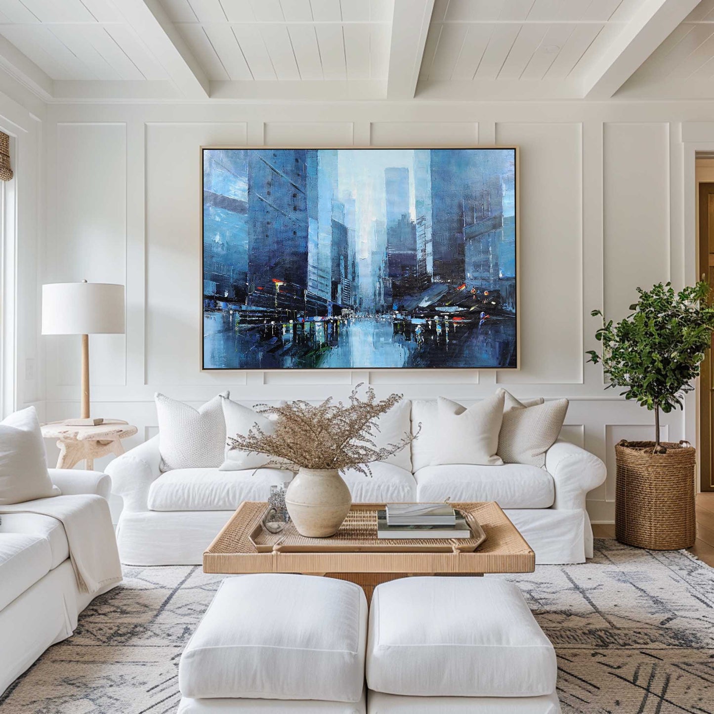 Blue Abstract Cityscape Art #URH01