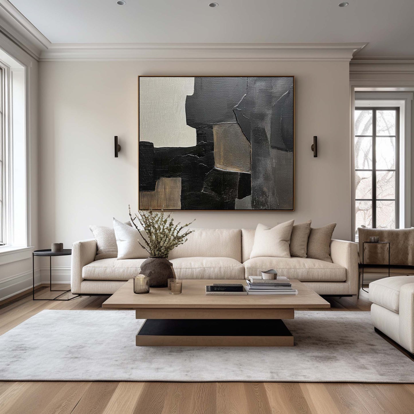 Black And Grey Abstract Painting #ABAH151