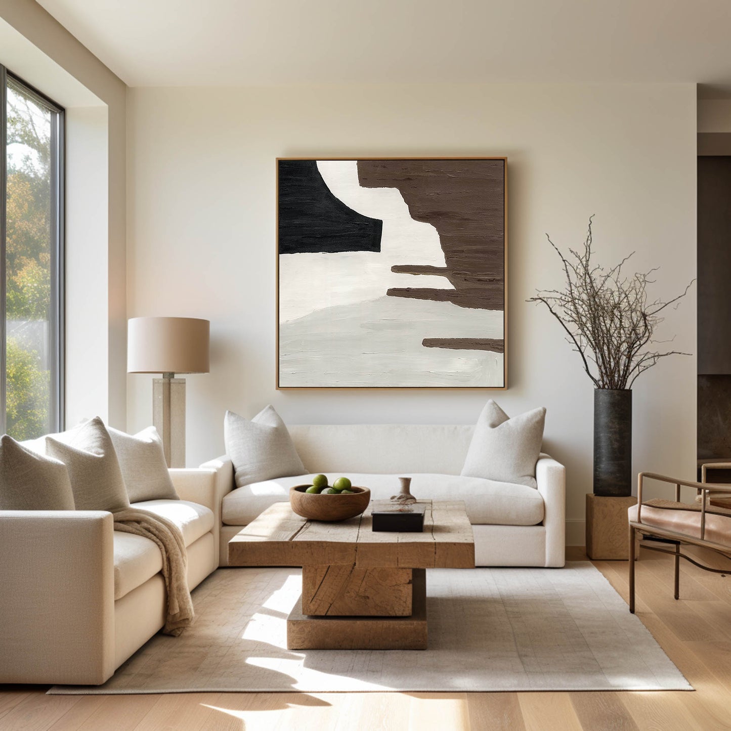 Brown White Geometry Abstract Art #ABAS07