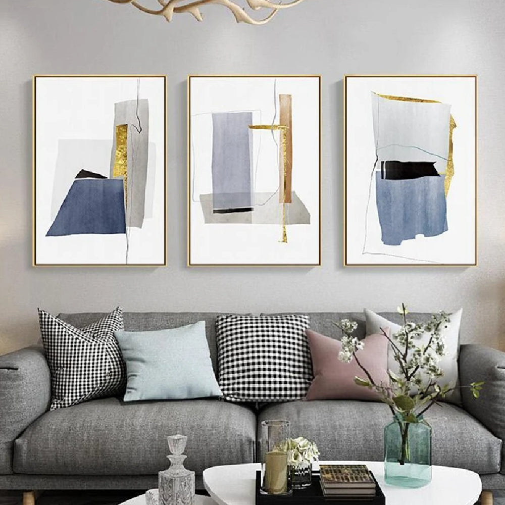 Set of 3 Shining Foil Home Decoration Abstract Wall Painting