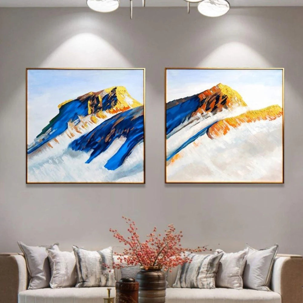 Shining Snowy Mountains Set of 2 Wall Decor Painting