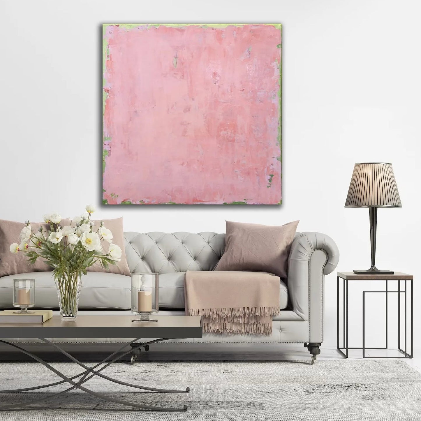 Textured Light Pink Minimalist Wall Hanging Art