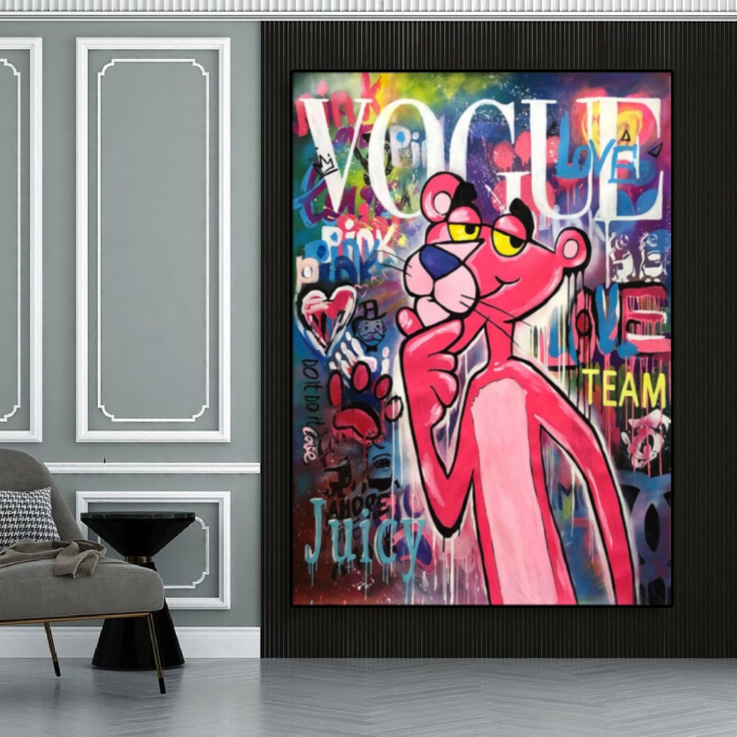 Thoughtful Graffiti Pink Panther Pop Art Painting