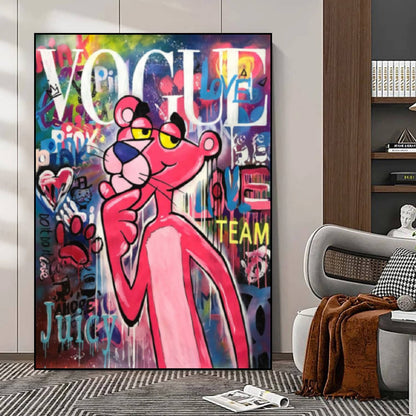 Thoughtful Graffiti Pink Panther Pop Art Painting