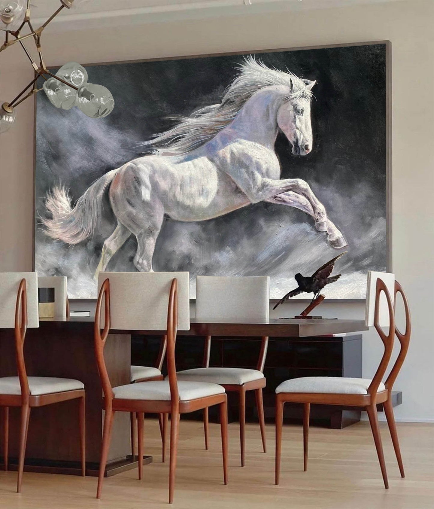 Running White Horse Painting #ANH42