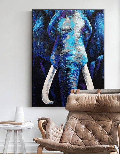 Vertical  Blue Elephant Abstract Painting #ANE03