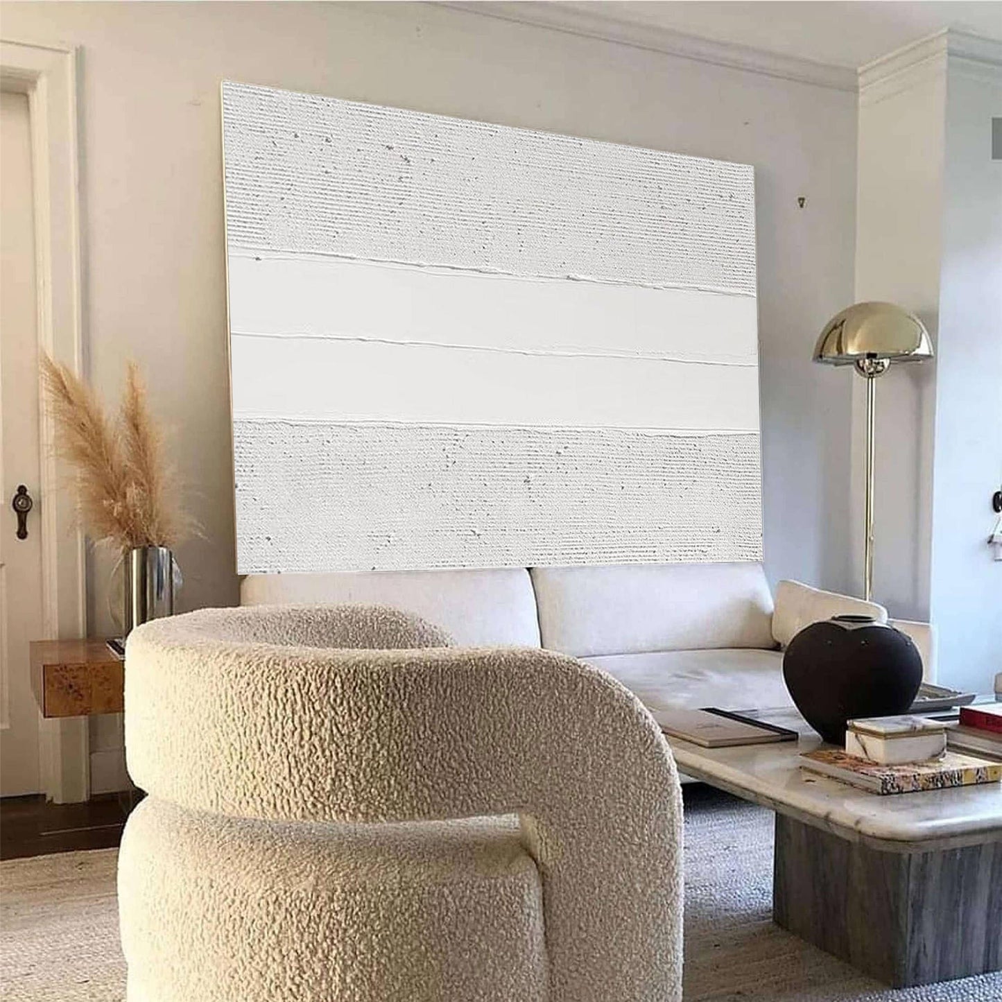 Luxury White Abstract Painting #ABAH40