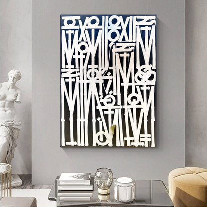 White and Black Retna Replica Graffiti Wall Painting