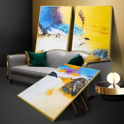 Yellow Blue Blend Set of 3 Abstract Home Decor Painting